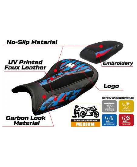 Housse de selle compatible - BMW S 1000 RR 2021-2026 - mod Special Edition M-Sport Velvet