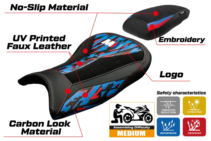Rivestimento sella compatibile - BMW S 1000 RR 2019-2026 - mod Special Edition Velvet