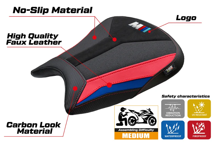 Rivestimento sella compatibile - BMW M 1000 RR 2023-2026 - mod Melk Special Edition