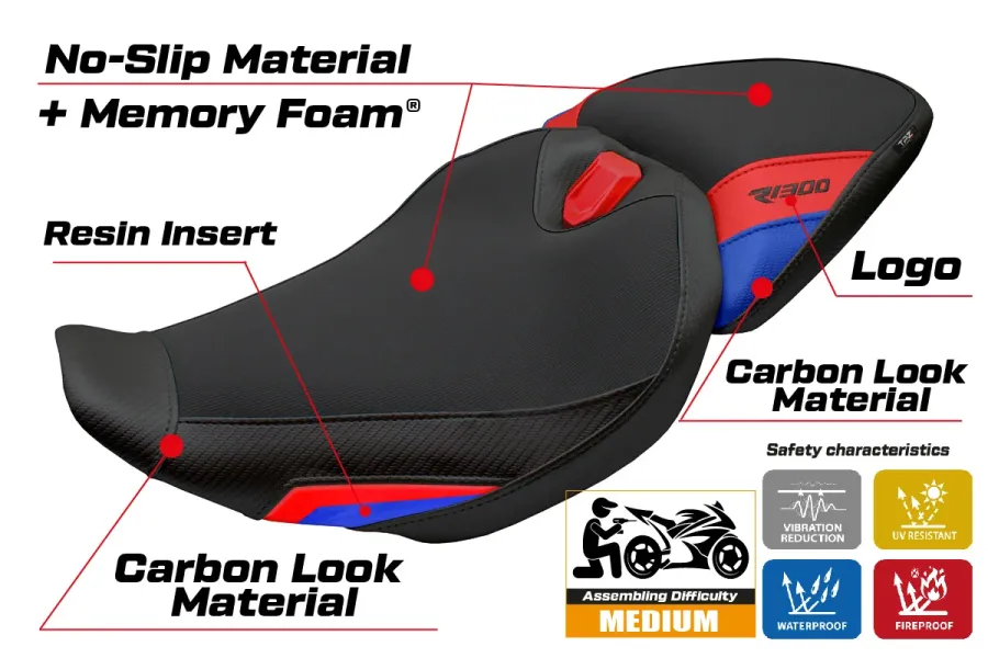 Rivestimento sella compatibile - BMW R 1300 R 2025-2026 - mod Remy Comfort System