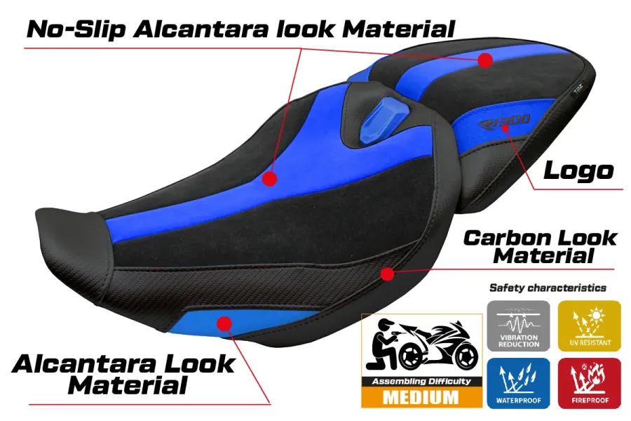 Funda de asiento compatible - BMW R 1300 R 2025-2026 - mod Remy Velvet