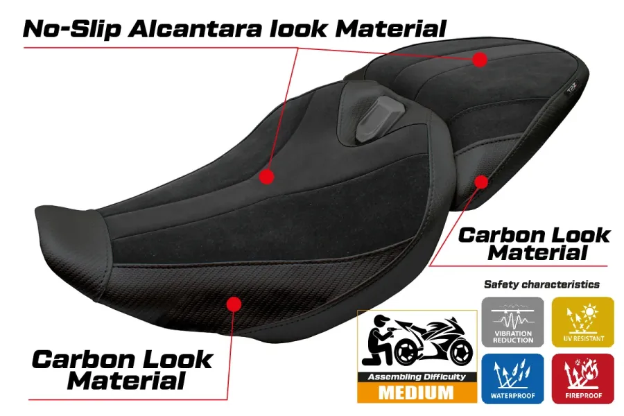 Funda de asiento compatible - BMW R 1300 R 2025-2026 - mod Remy Velvet