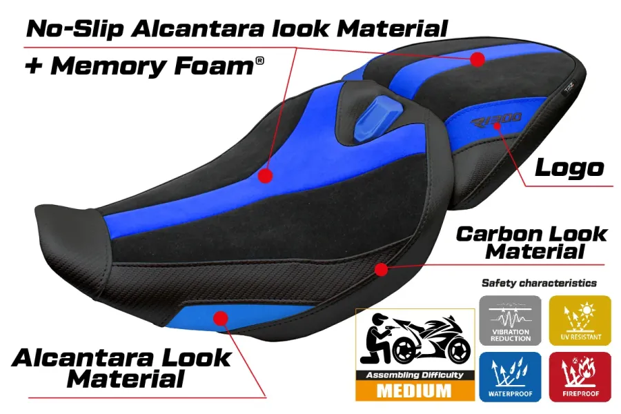 Housse de selle compatible - BMW R 1300 R 2025-2026 - mod Remy Velvet Comfort System