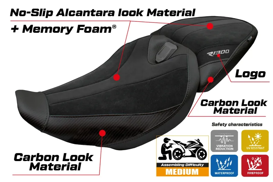 Rivestimento sella compatibile - BMW R 1300 R 2025-2026 - mod Remy Velvet Comfort System