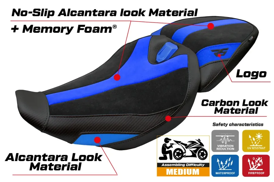 Funda de asiento compatible - BMW R 1300 RS 2025-2026 - mod Sohar Velvet Comfort System