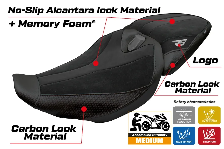 Rivestimento sella compatibile - BMW R 1300 RS 2025-2026 - mod Sohar Velvet Comfort System