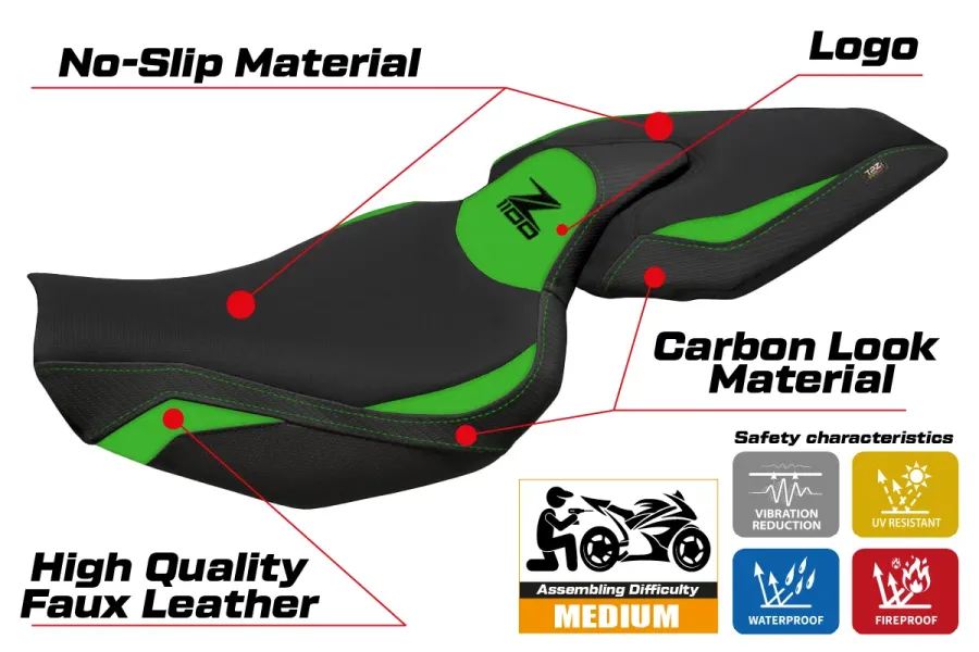 Funda de asiento compatible - Kawasaki Z 1100 2026 - mod Sagat