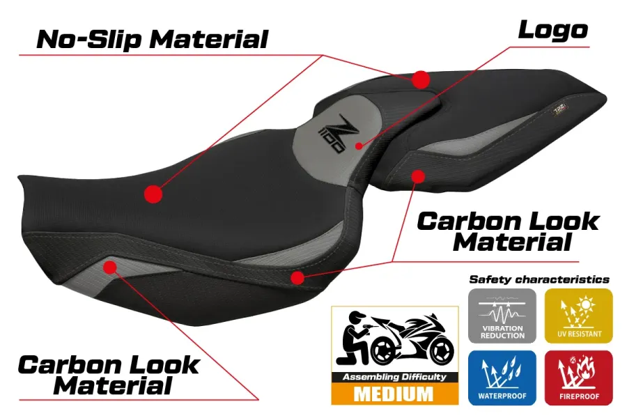 Housse de selle compatible - Kawasaki Z 1100 2026 - mod Sagat