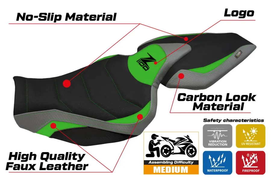 Rivestimento sella compatibile - Kawasaki Z 1100 2026 - mod Sagat Ultragrip