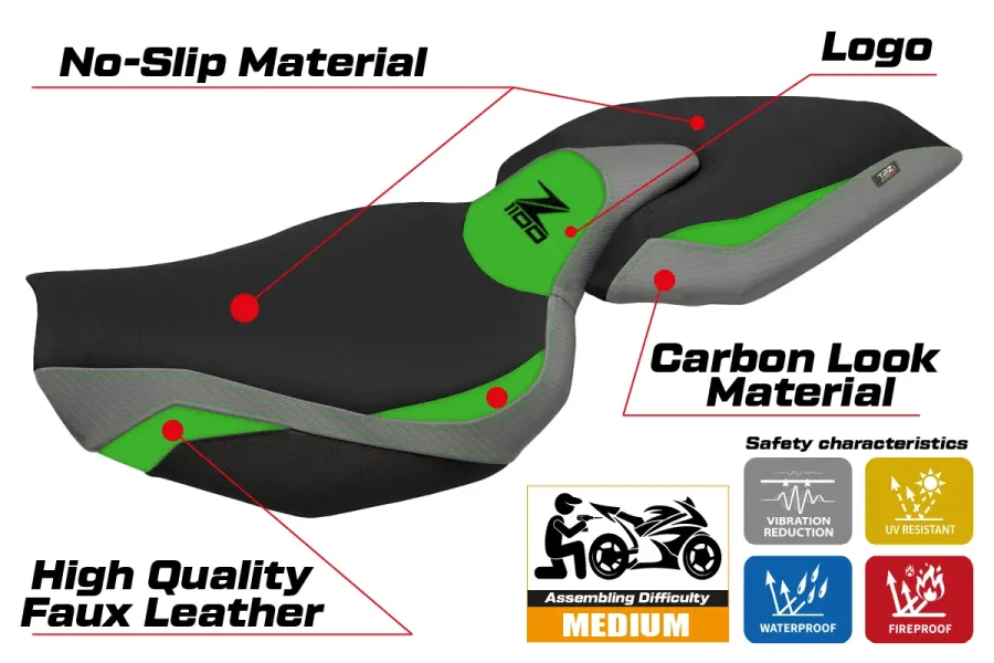 Housse de selle compatible - Kawasaki Z 1100 2026 - mod Sagat Comfort System