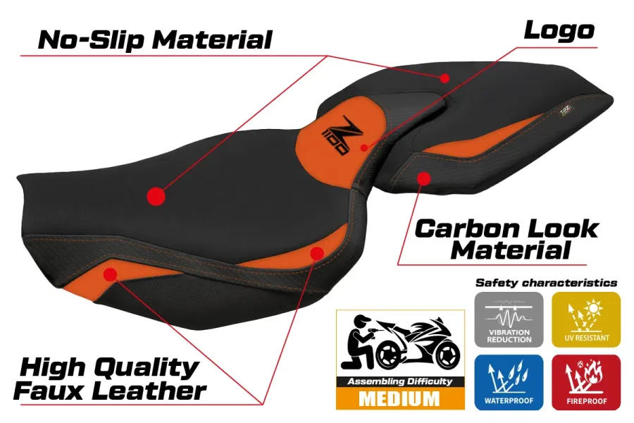Funda de asiento compatible - Kawasaki Z 1100 2026 - mod Sagat Comfort System