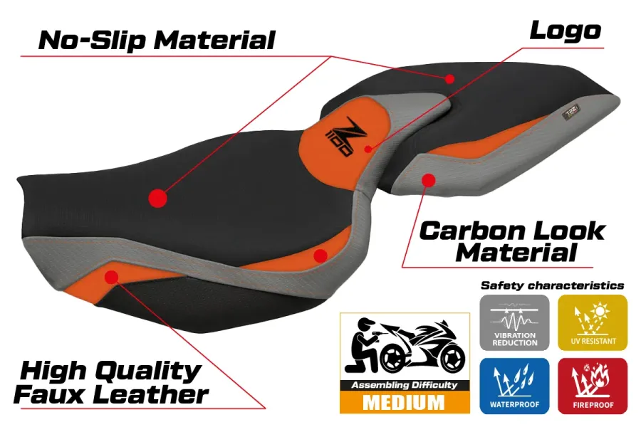 Housse de selle compatible - Kawasaki Z 1100 2026 - mod Sagat Comfort System