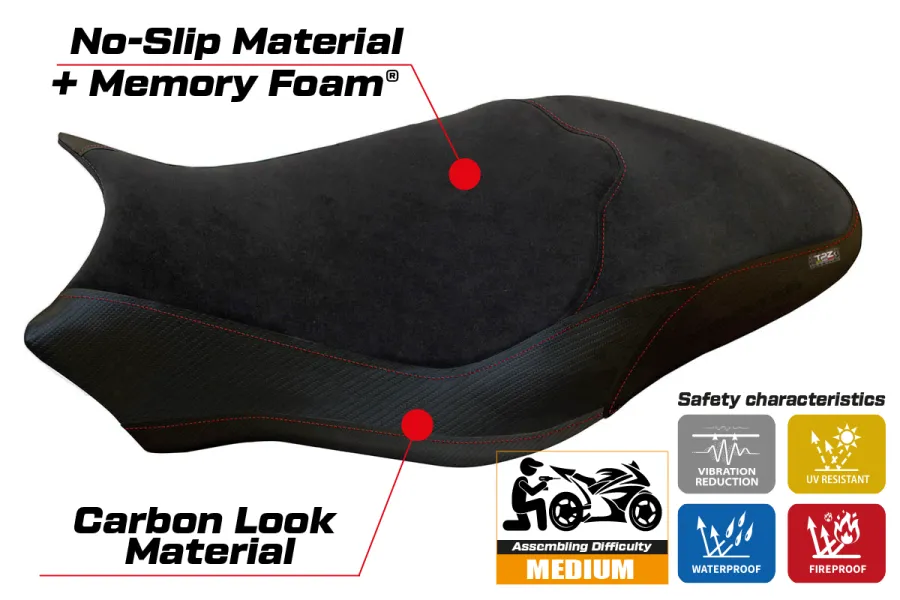 Funda de asiento compatible con Ducati Monster 797 (17-20) modelo Ovada 2 Velvet comfort system
