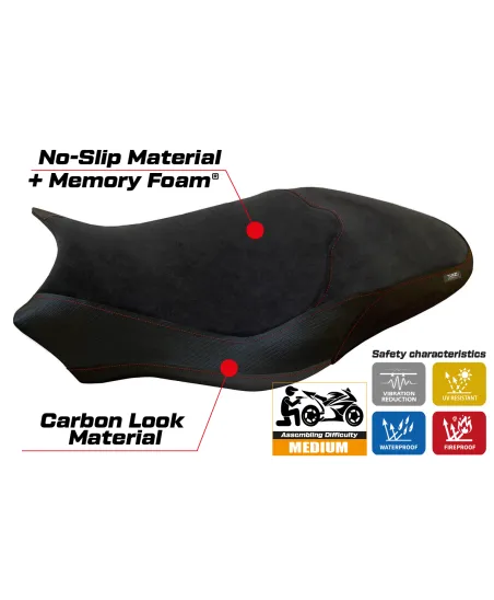 Housse de selle compatible Ducati Monster 797 (17-20) modèle Ovada 2 Velvet comfort system