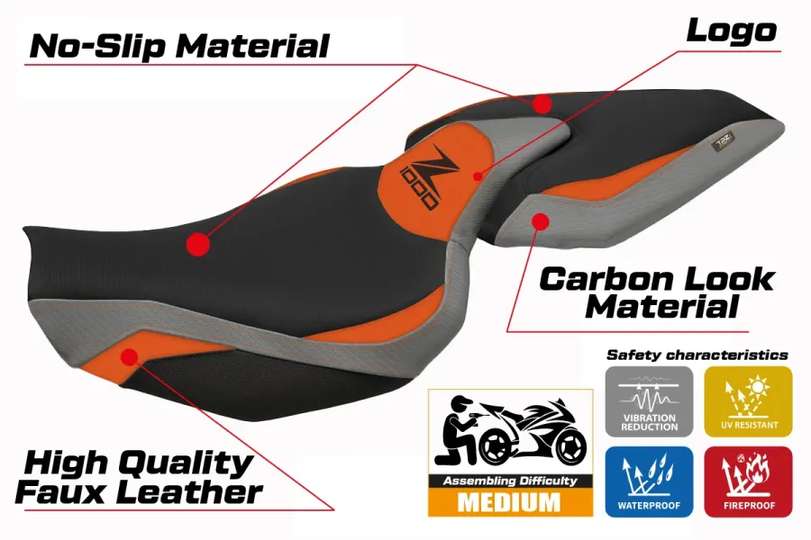 Rivestimento sella compatibile - Kawasaki Z 1000 2014 - 2021 - mod Mellby 1