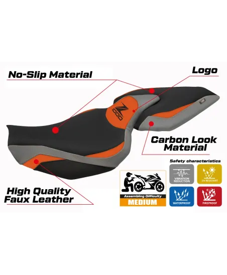 Funda de asiento compatible - Kawasaki Z 1000 2014 - 2021 - mod Mellby 1
