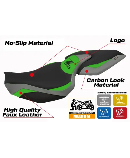 Funda de asiento compatible - Kawasaki Z 1000 2014 - 2021 - mod Mellby 1