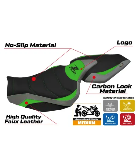Rivestimento sella compatibile - Kawasaki Z 1000 2014 - 2021 - mod Hedemora 1 Ultragrip