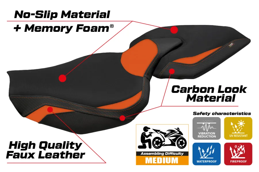 Funda de asiento compatible Kawasaki Z 1000 (14-20) modelo Ellos 1 comfort system