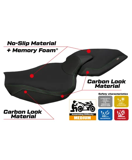 Housse de selle compatible Kawasaki Z 1000 (14-20) modèle Ellos 1 comfort system