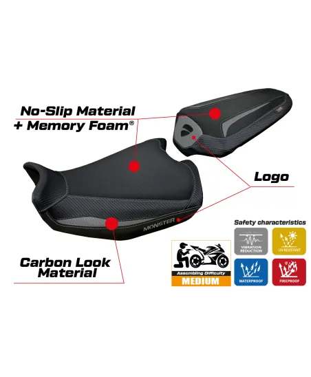 Funda de asiento compatible con Ducati Monster 937 (21-22) modelo Linosa comfort system