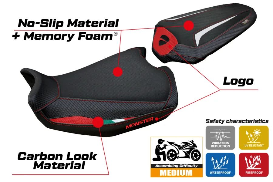 Funda de asiento compatible con Ducati Monster 937 (21-22) modelo Linosa comfort system