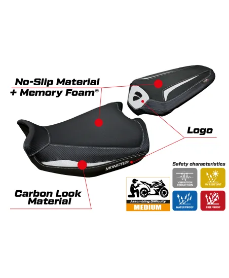 Housse de selle compatible Ducati Monster 937 (21-22) modèle Linosa comfort system