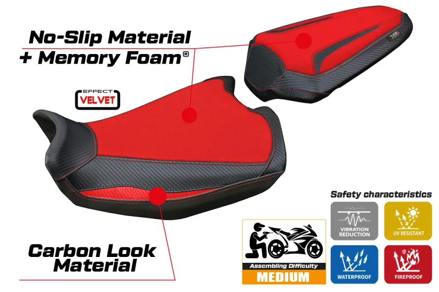 Rivestimento sella compatibile Ducati Monster 937 (21-23) modello Linosa Velvet Comfort System