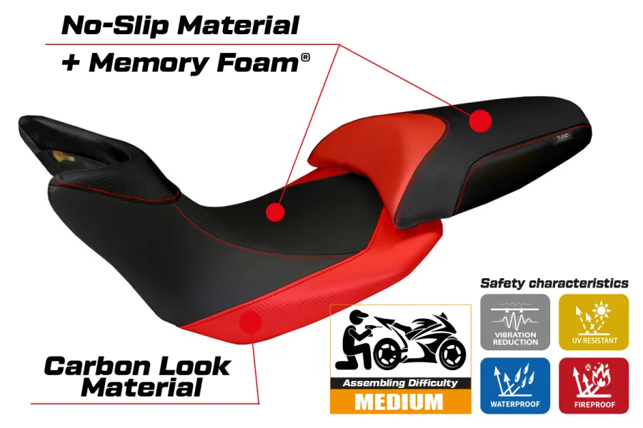 Housse de selle compatible Ducati Multistrada 1200 (10-11) modèle Noto 3 comfort system