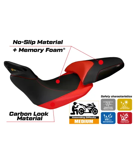 Funda de asiento compatible con Ducati Multistrada 1200 (10-11) modelo Noto 3 comfort system