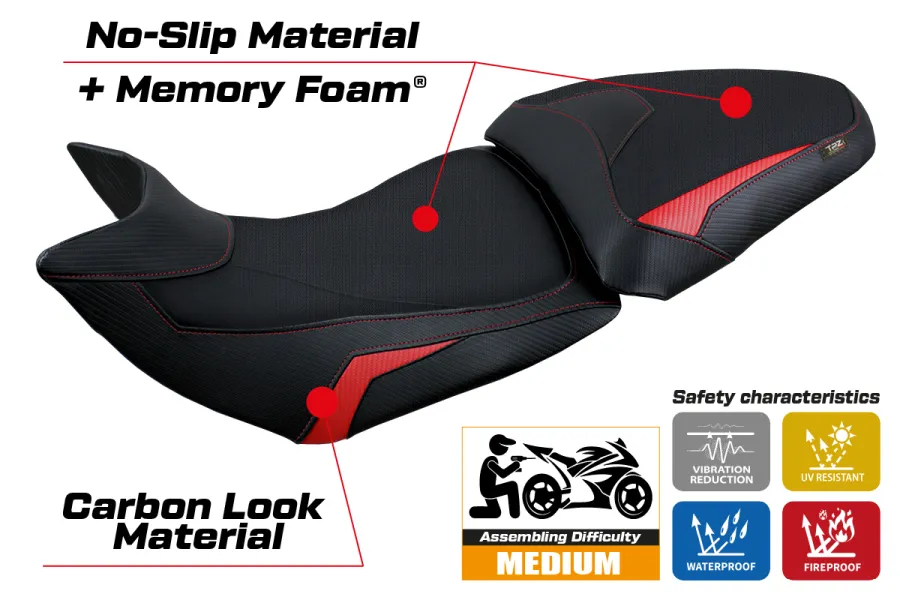 Funda de asiento compatible con Ducati Multistrada 1200/1260 (15-20) modelo Jazan comfort system