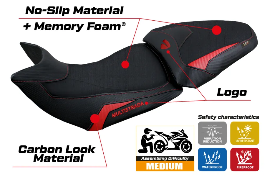 Housse de selle compatible - Ducati Multistrada 1200-1260 2015 - 2020 - mod Heating Comfort System