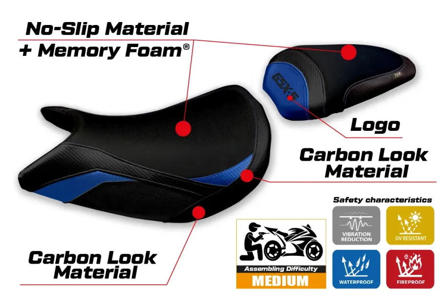Seat cover compatible - Suzuki GSX S 1000 2021-2026 - mod Lindi Comfort System