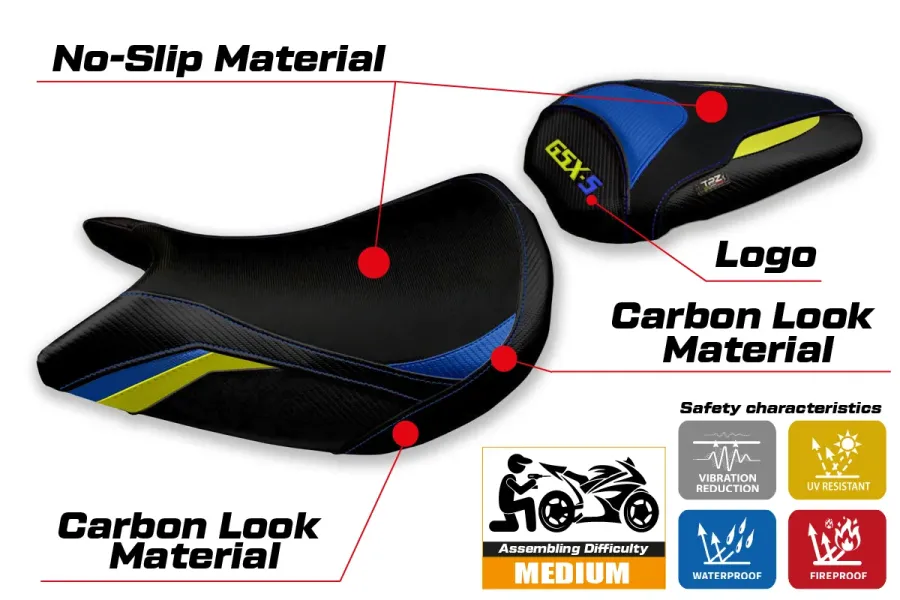 Funda de asiento compatible - Suzuki GSX S 1000 2021-2026 - mod Lindi Special Color