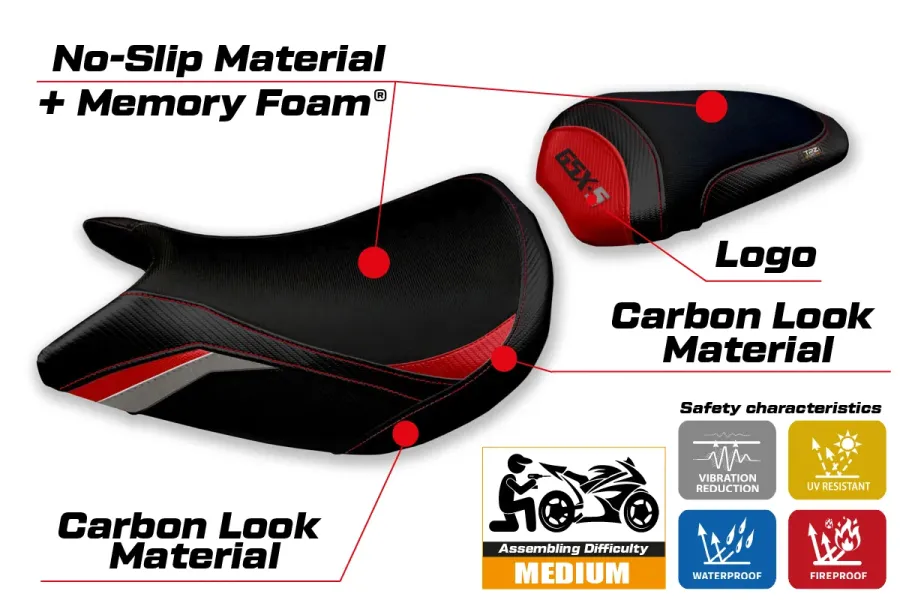 Housse de selle compatible - Suzuki GSX S 1000 2021-2026 - mod Lindi Special Color Comfort System