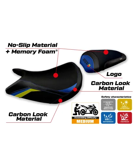 Funda de asiento compatible - Suzuki GSX S 1000 2021-2026 - mod Lindi Special Color Comfort System