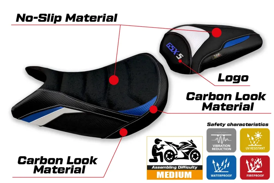 Seat cover compatible - Suzuki GSX S 1000 2021-2026 - mod Lindi Special Color Ultragrip
