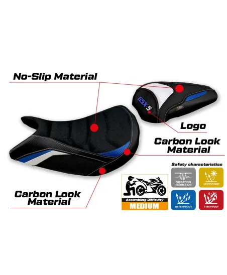 Rivestimento sella compatibile - Suzuki GSX S 1000 2021-2026 - mod Lindi Special Color Ultragrip
