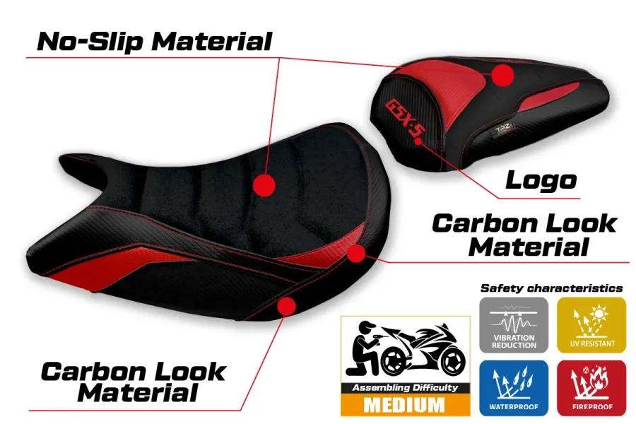 Housse de selle compatible - Suzuki GSX S 1000 2021-2026 - mod Lindi Ultragrip