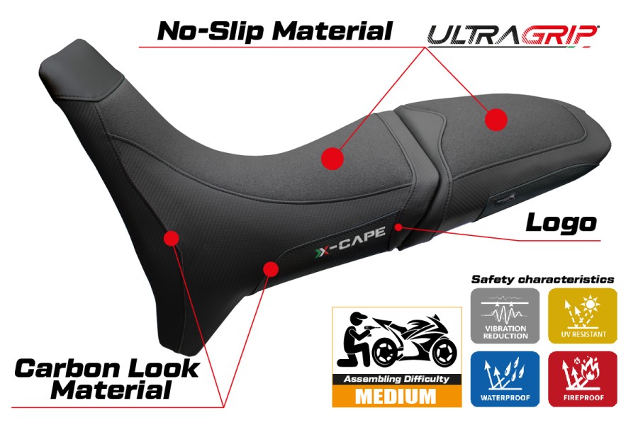 Sitzbezug kompatibel - Moto Morini X-Cape 700 2025 - 2026 - mod Rieti Ultragrip