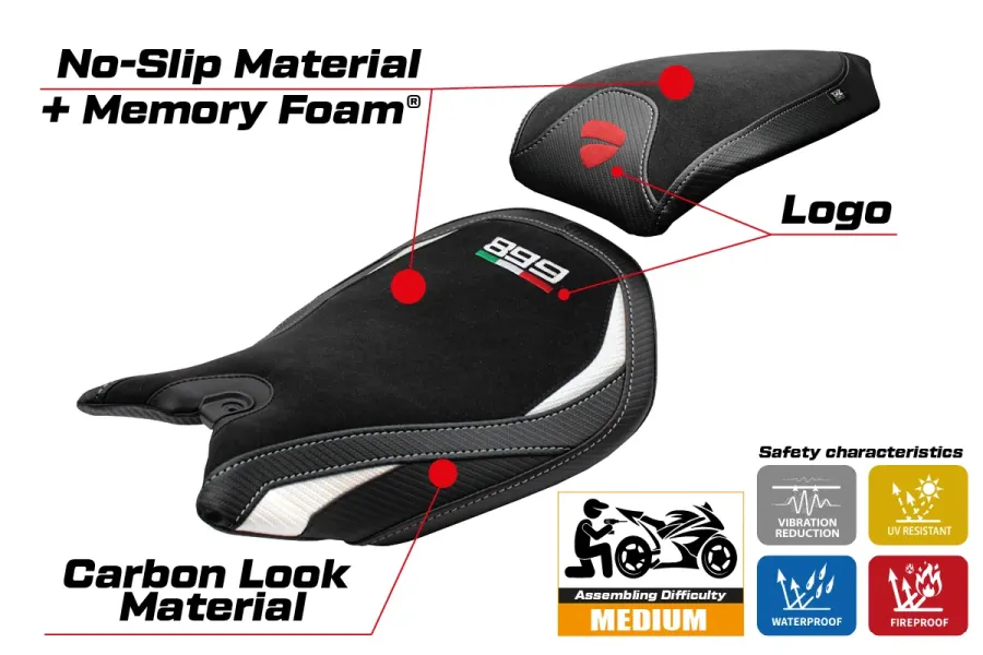 Seat cover compatible - Ducati Panigale 899 2013-2015 - mod Ordona Velvet Comfort System
