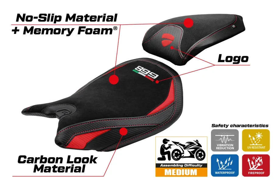 Sitzbezug kompatibel - Ducati Panigale 899 2013-2015 - mod Ordona Velvet Comfort System