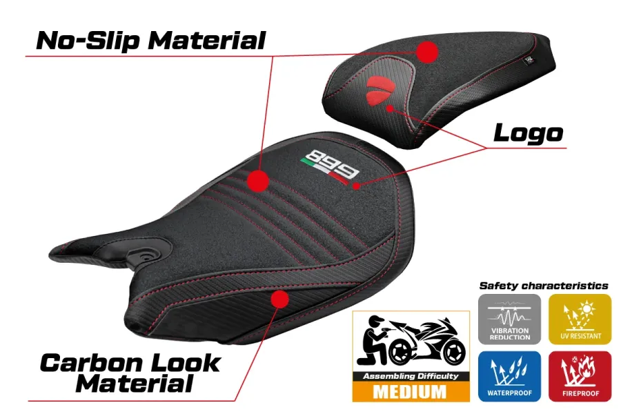 Housse de selle compatible - Ducati Panigale 899 2013-2015 - mod Ordona Ultragrip