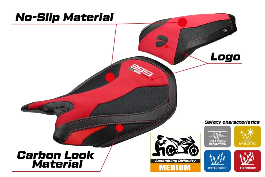 Rivestimento sella compatibile - Ducati Panigale 899 2013-2015 - mod Ordona Velvet Ultragrip