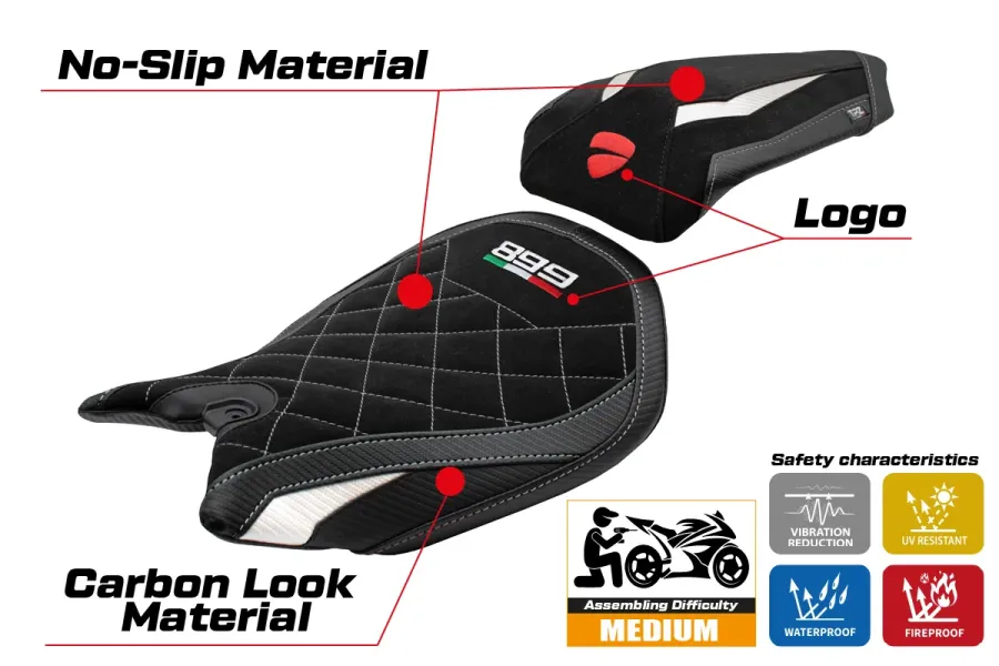 Sitzbezug kompatibel - Ducati Panigale 899 2013-2015 - mod Ordona Velvet Special Edition