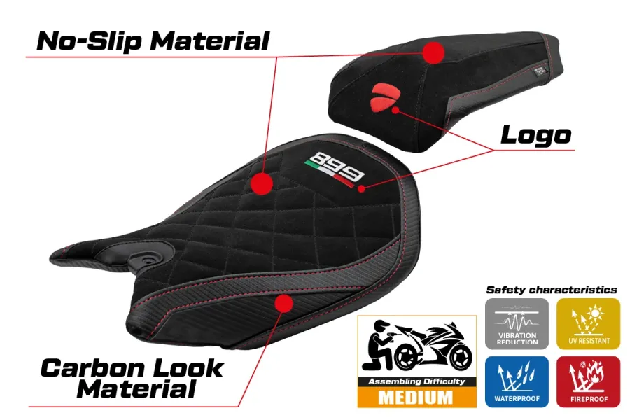 Seat cover compatible - Ducati Panigale 899 2013-2015 - mod Ordona Velvet Special Edition
