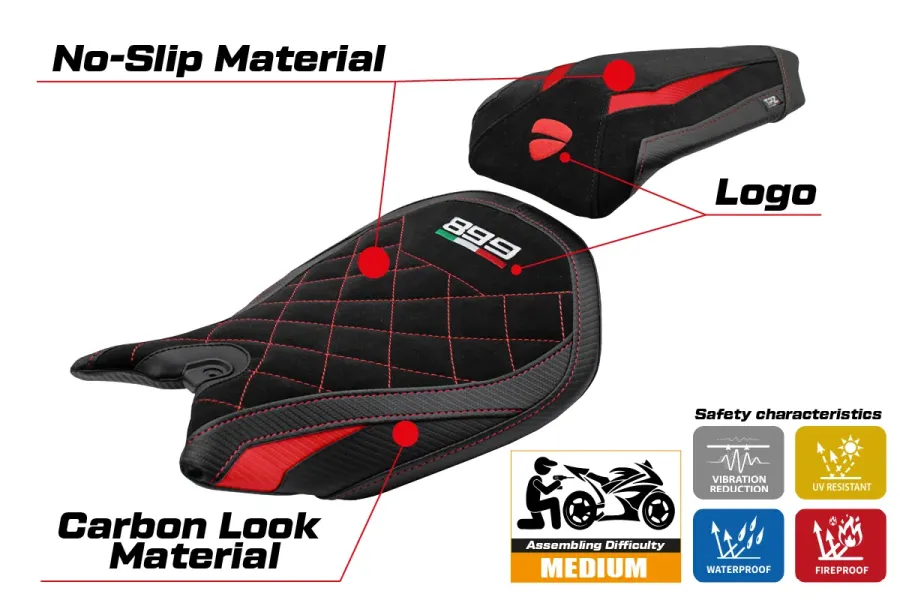 Funda de asiento compatible - Ducati Panigale 899 2013-2015 - mod Ordona Velvet Special Edition
