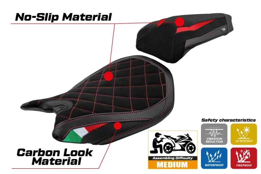 Sitzbezug kompatibel - Ducati Panigale 899 2013-2015 - mod Ordona Velvet Special Edition