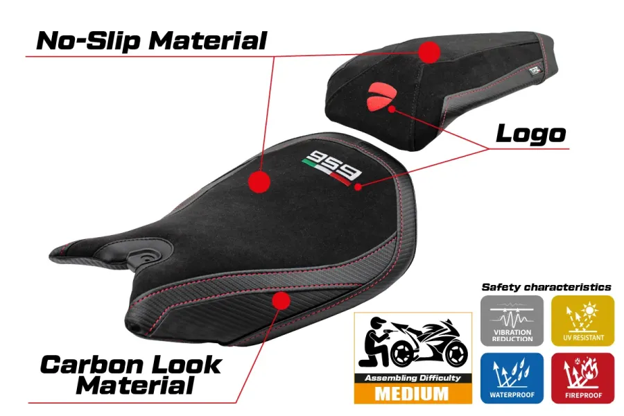 Sitzbezug kompatibel - Ducati Panigale 959 2016-2018 - mod Noci Velvet
