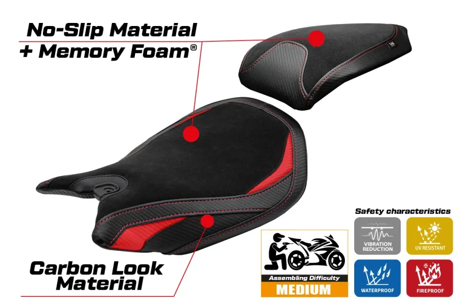 Rivestimento sella compatibile - Ducati Panigale 959 2016-2018 - mod Noci Velvet Comfort System